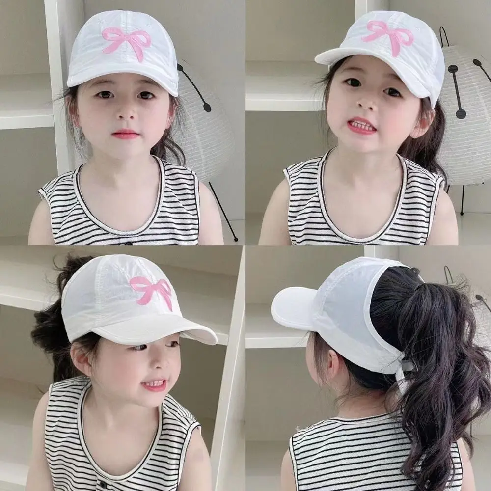 Korean Style Half Empty Top Hat Bow Anti-UV Sun Hat Summer Kid Sunhat No Top Beach Hat Shading Hat Children's Visor Hat Girls