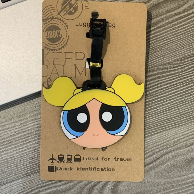 Powerpuff الفتيات الكرتون إكسسوارات السفر علامة الأمتعة هلام السيليكا حقيبة معرف Addres حامل الأمتعة الصعود العلامة المحمولة التسمية