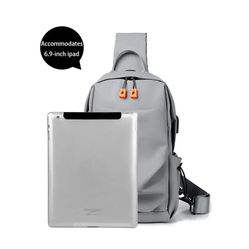 New Men's And Children's Chest Bag Waterproof Trend Simple Usb Charging Solid Color Multifunctional Messenger Bag Shoulder Bag