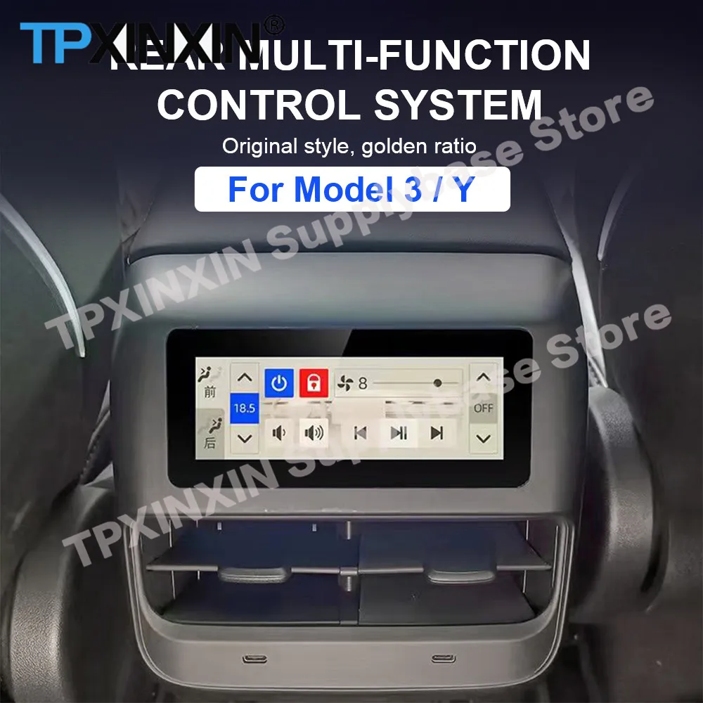 For Tesla Model 3 Y Android Multimedia Player Rear Seat Entertainment System Display With Air Conditioning Control