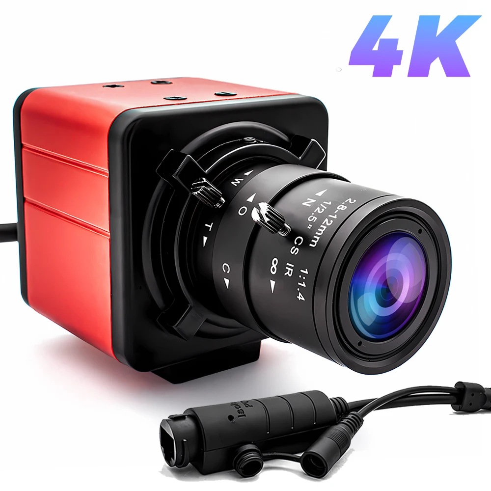 

WGWK 4K Mini POE IP Camera 3/4/5/8MP Security Protection Webcam 2.8-12mm Manual Varifocal Lens Industrial Network Onvif Camera