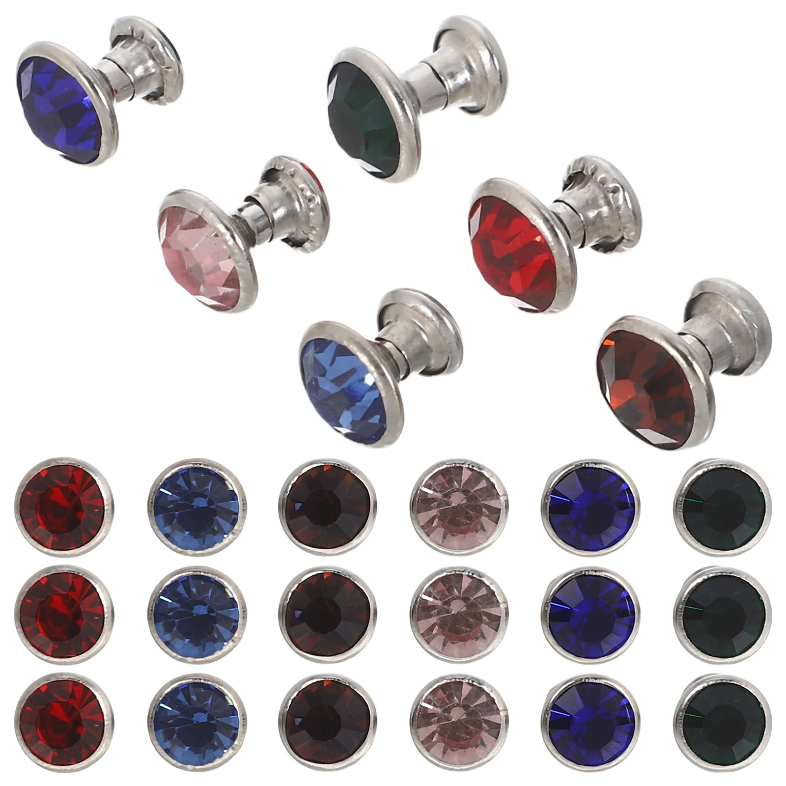 

120pcs Rhinestone Rivets 8mm Silver Edge Mixed Colors Fashion Decorative Crystal Craft DIY Accessories