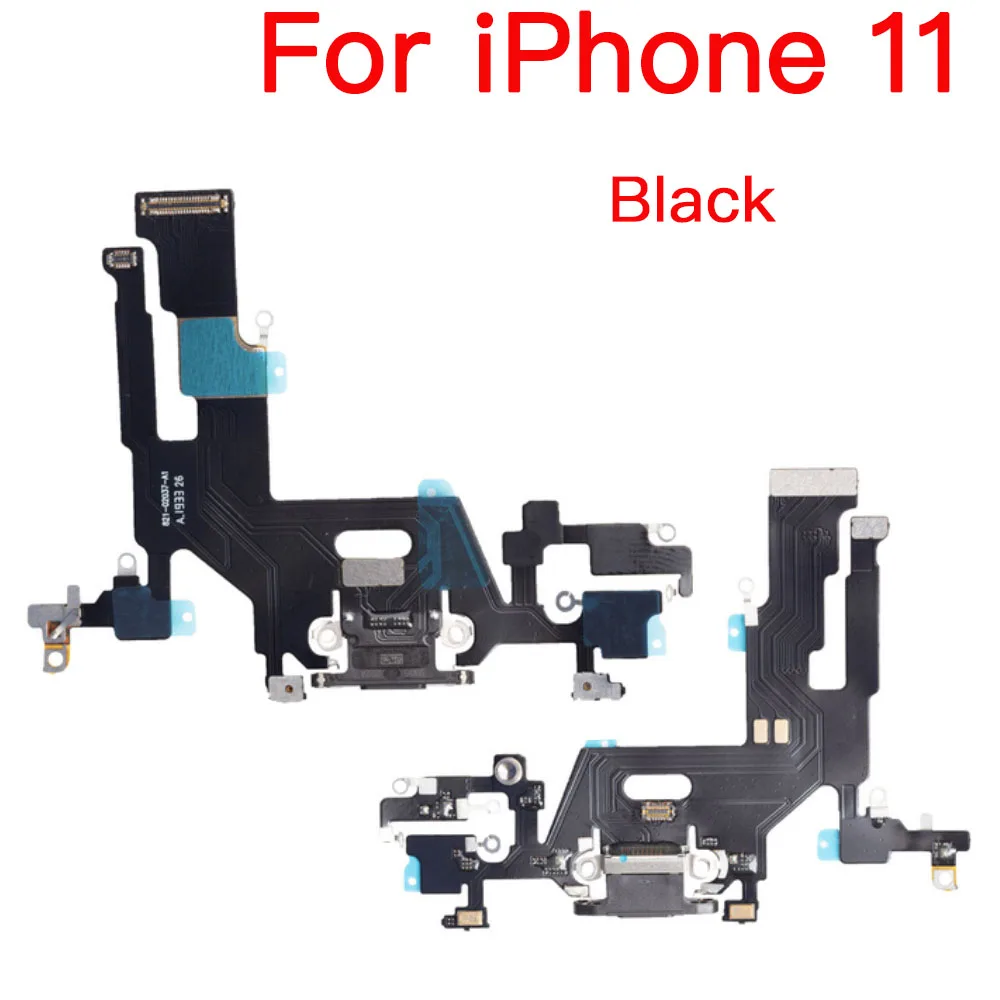 Puerto de carga Flex, reemplazo para iPhone 11, 12 Mini Pro Max, cargador, conector USB, Cable flexible de datos con micrófono