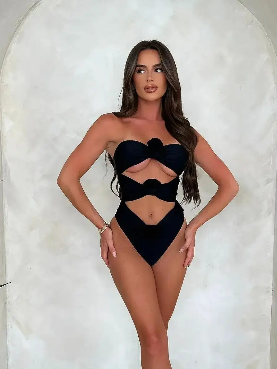 Costume da bagno intero da donna tagliato stile 2024 con gonna Sexy con spalle scoperte fiore Monikini Lady body Summer Holiday Wear