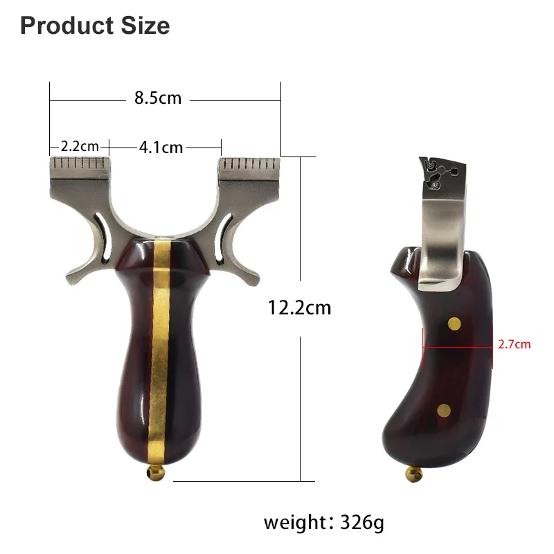 مقبض خشبي عالي الجودة من الفولاذ المقاوم للصدأ مقلاع خارجي احترافي دقيق للصيد مقلاع مريح