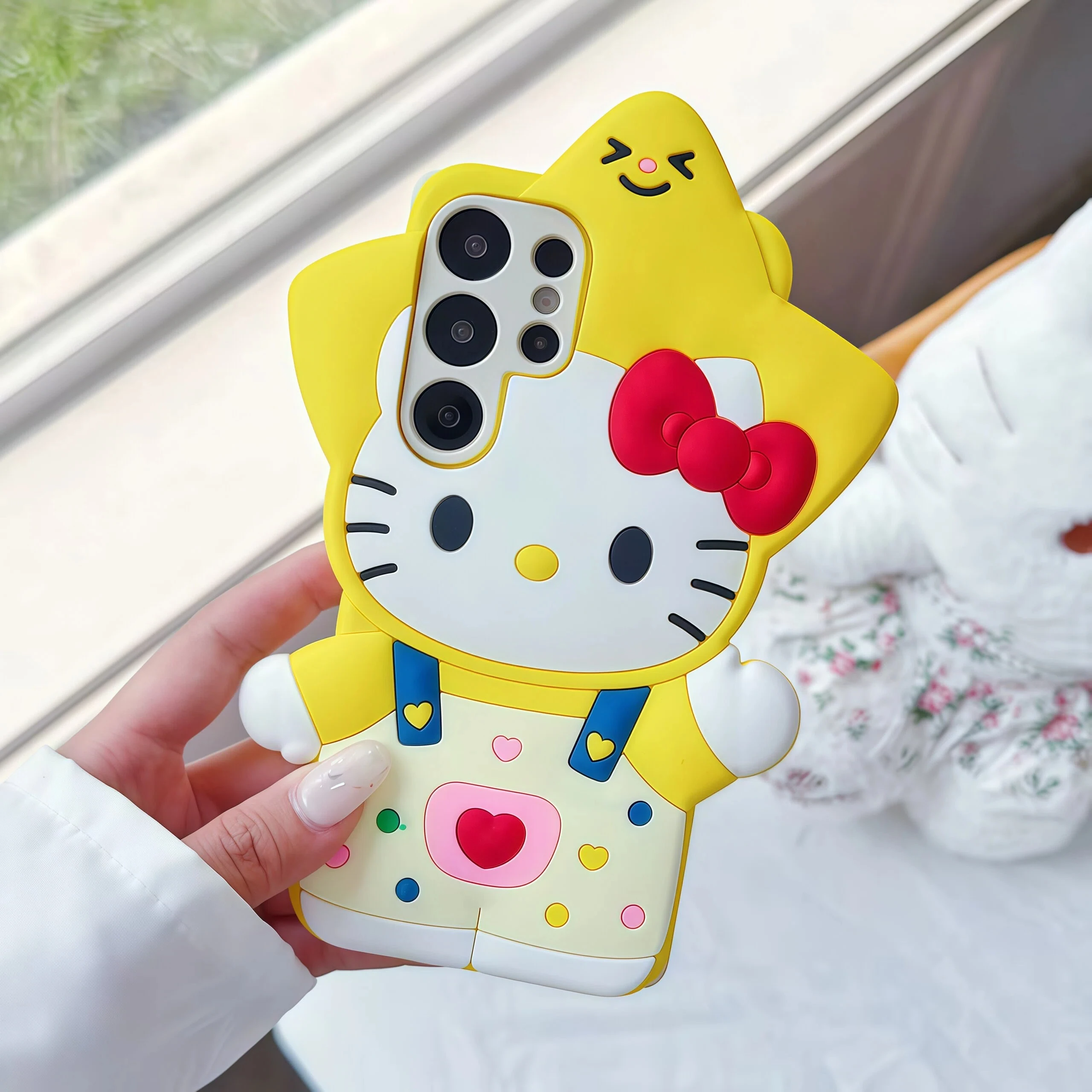 INS 3D Cartoon Star Hello Kitty Phone Case For Samsung Galaxy S26 S25 S24 S23 S22 S21 Plus Ultra FE A33 A16 A15 A14 Phone Cover