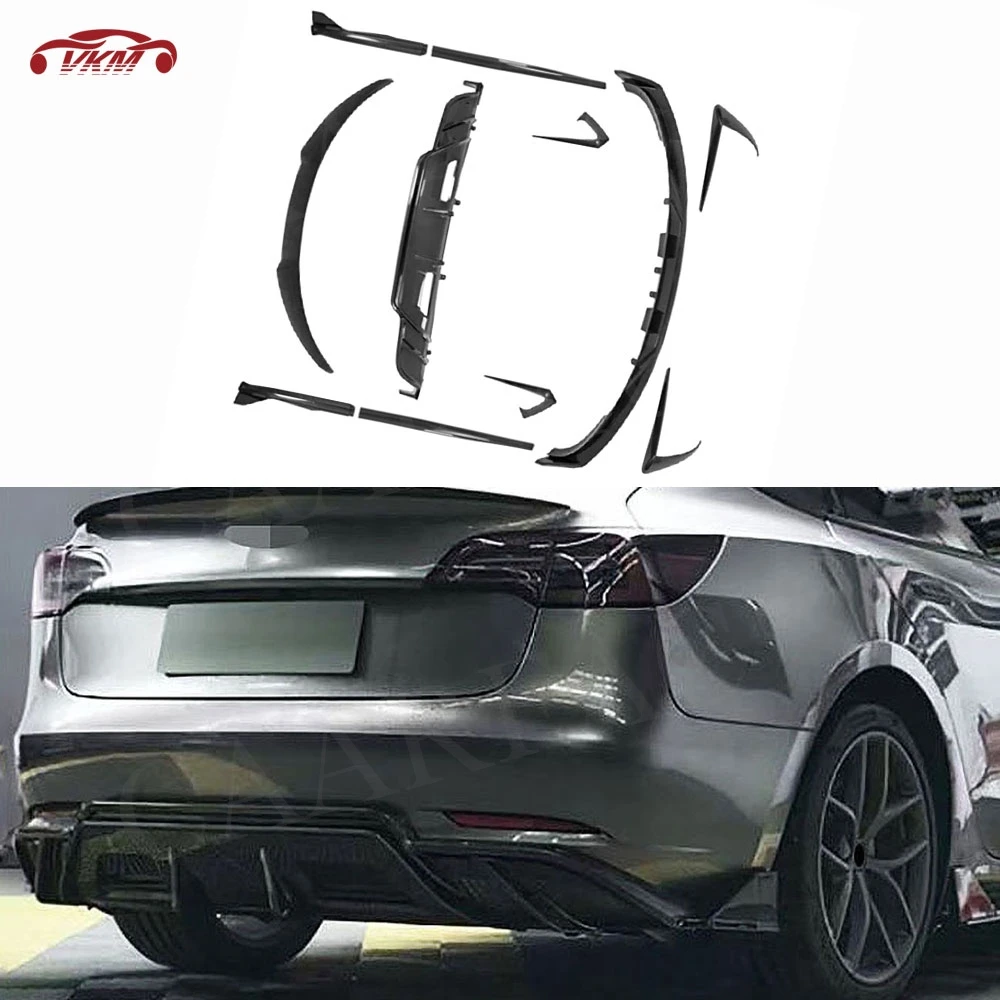 

ABS Body Kits Front Lip Chin Side Skirts Rear Bumper Diffuser Rear Spoiler Air Vent Trim for Tesla Model 3 2019+ Car Accessories