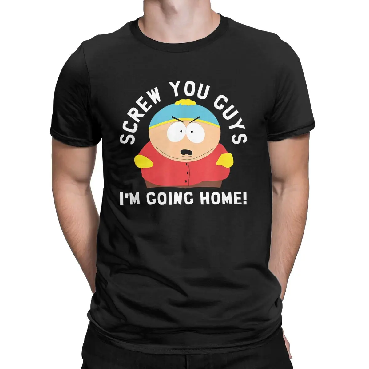 Men Souths Parks Cartman Screw You Guys T Shirts Funny Cartoon Cute Comic Pure Cotton Casual Short Sleeve O Neck Tee T-Shirts view 2