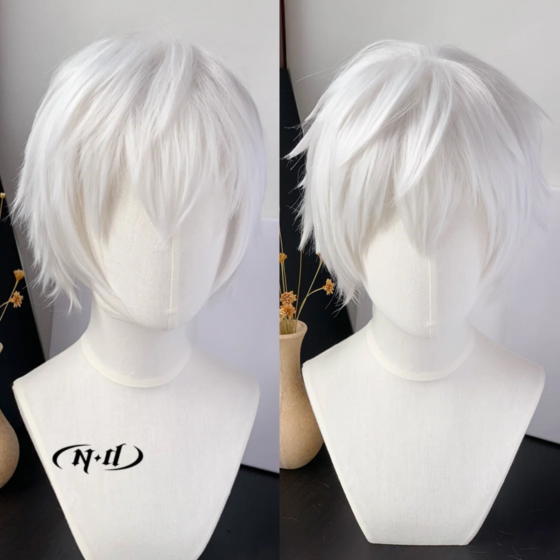 

ND Satoru Gojo Cosplay Wigs Hairpiece Jujutsu Kaisen Anime Cosplay Hair Wigs for Comic Con Coser Costume Party Heat Resistant