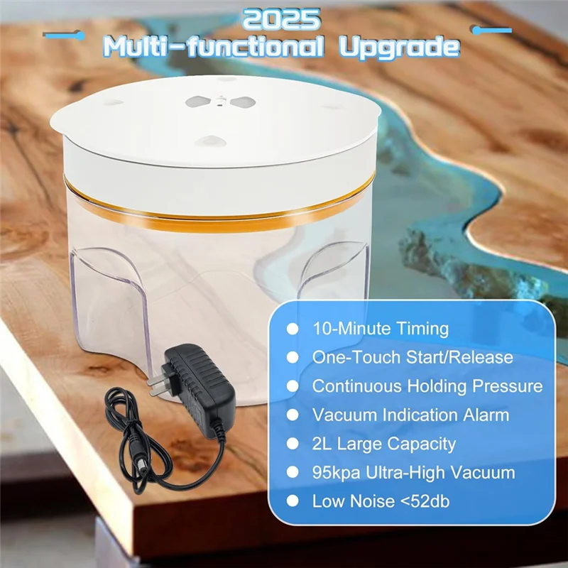 AT02-Professional 95 Kpa 2L Resin Bubble Remover Machine With Timing, Suitable For Molds With US Plug