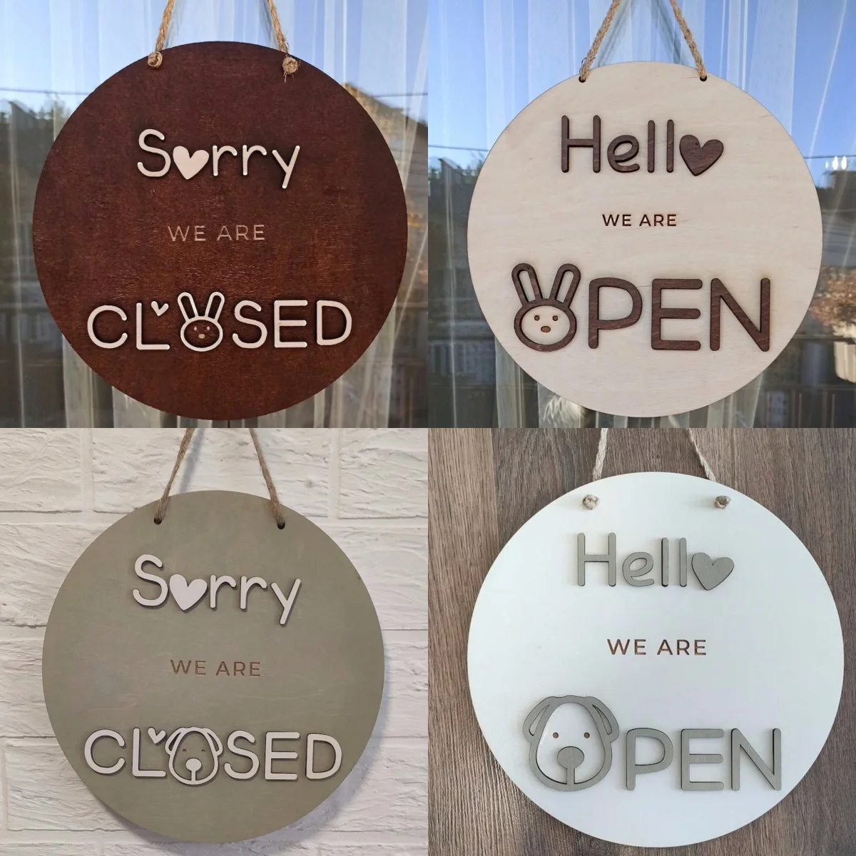 1 piece of 3D double-sided open closed business signage personalized custom wooden signage