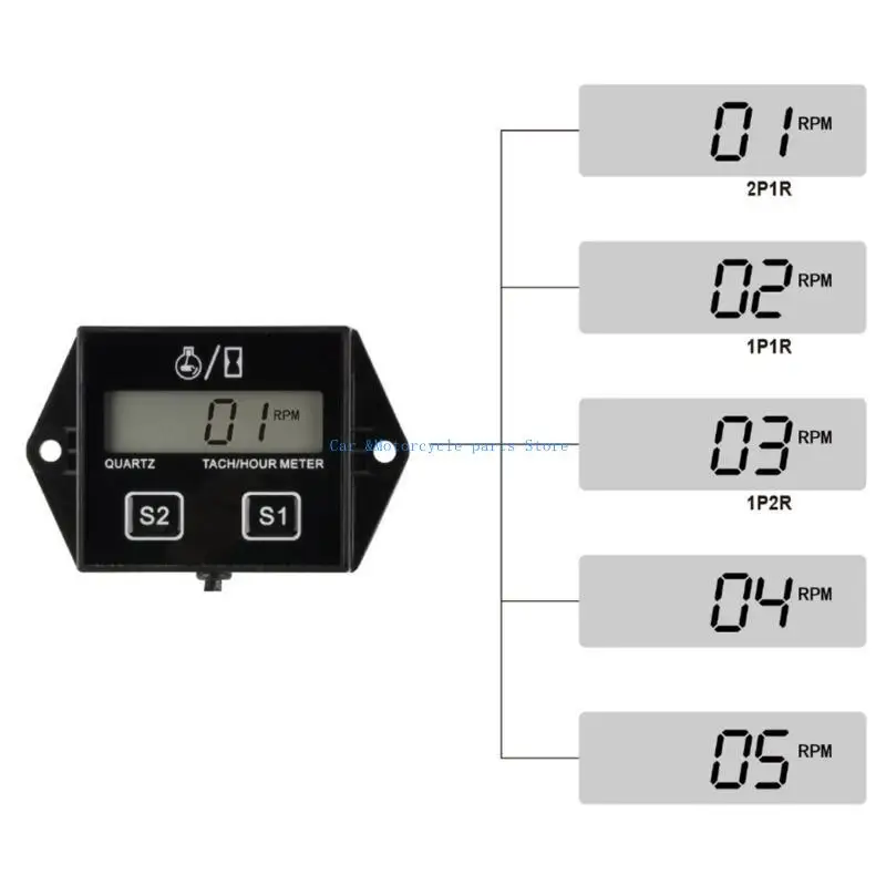 

Y9UC Motorcycle ATV Hour RPM Meter Tachometer Timer Digital Counter Timer Accumulator-Digital Working Gauge Tools Waterproof