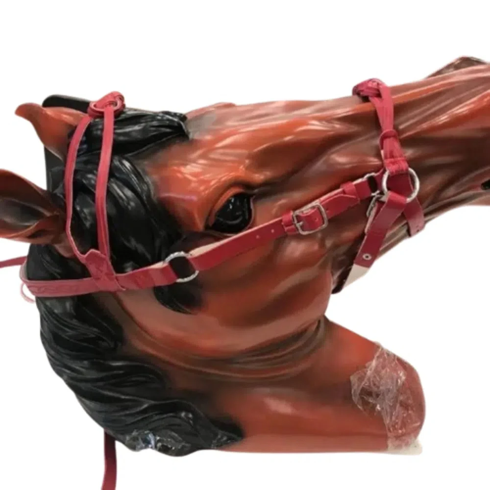 بو الجلود الخيول اللجام الرسن مشبك معدني حماية جلد الحصان الحصان رين تسخير قابل للتعديل دائم الحصان طوق