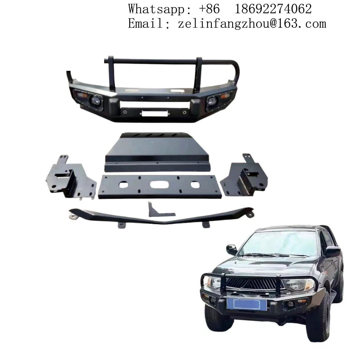 

Стальной передний бампер с вырезами под буксировочный крюк для Mitsubishi Triton L200 2006-2014, внедорожный, усиленный