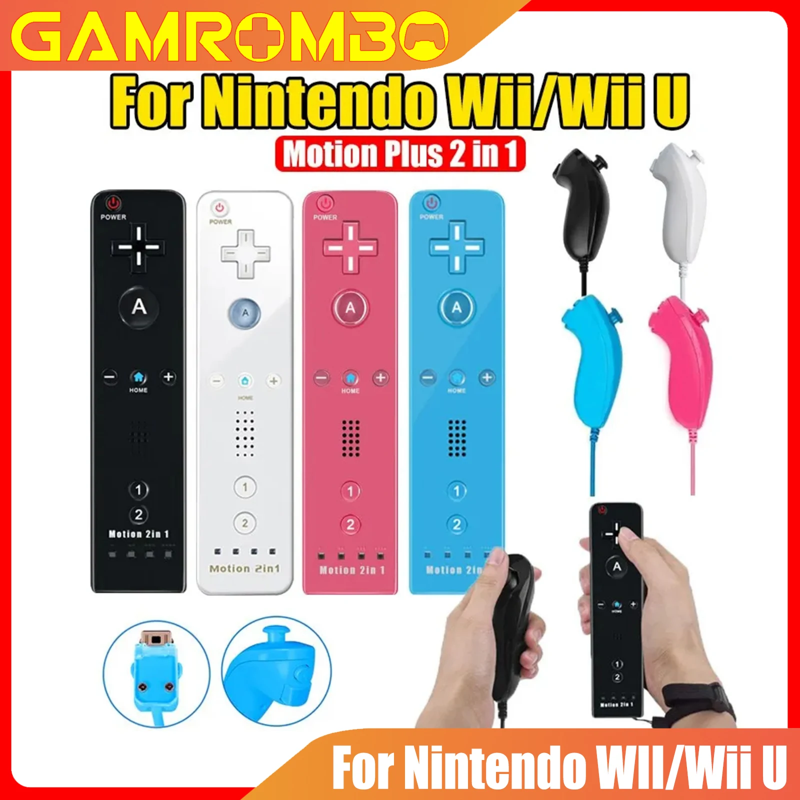 

2in1 Controller For Nintendo WII/Wii U Left Right Joystick Wireless Gamepads Optional Motion Plus Set Game Remote Control Rocker