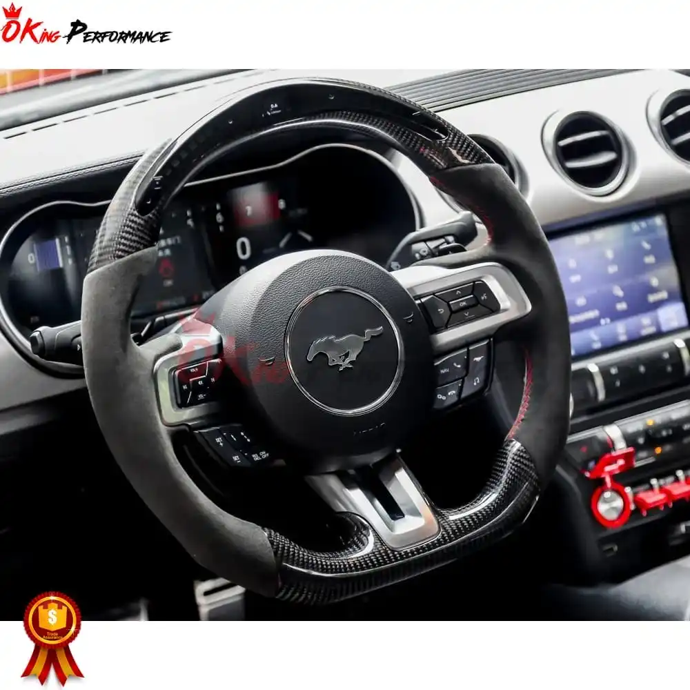 Customize Carbon Fiber LED Display Steering Wheel For Ford Mustang Steering Wheel