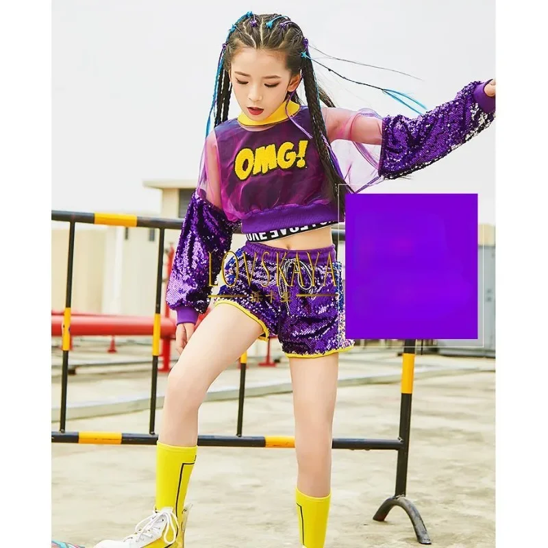 3 Stuks Set Jazz Dance Kostuum Kinderen Street Hip Hop Dance Stage Lovertjes Kostuum Voor Meisjes