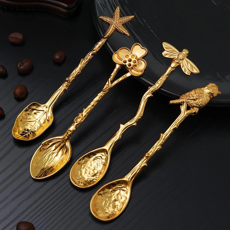 Retro Retro Metal Coffee Spoon Dragonfly Branches Leaves Shape Ice Cream Cake Dessert Milk Mixing Spoon Kitchen Gadgets Tableware[Q]Q@ - Aliexpress Deal