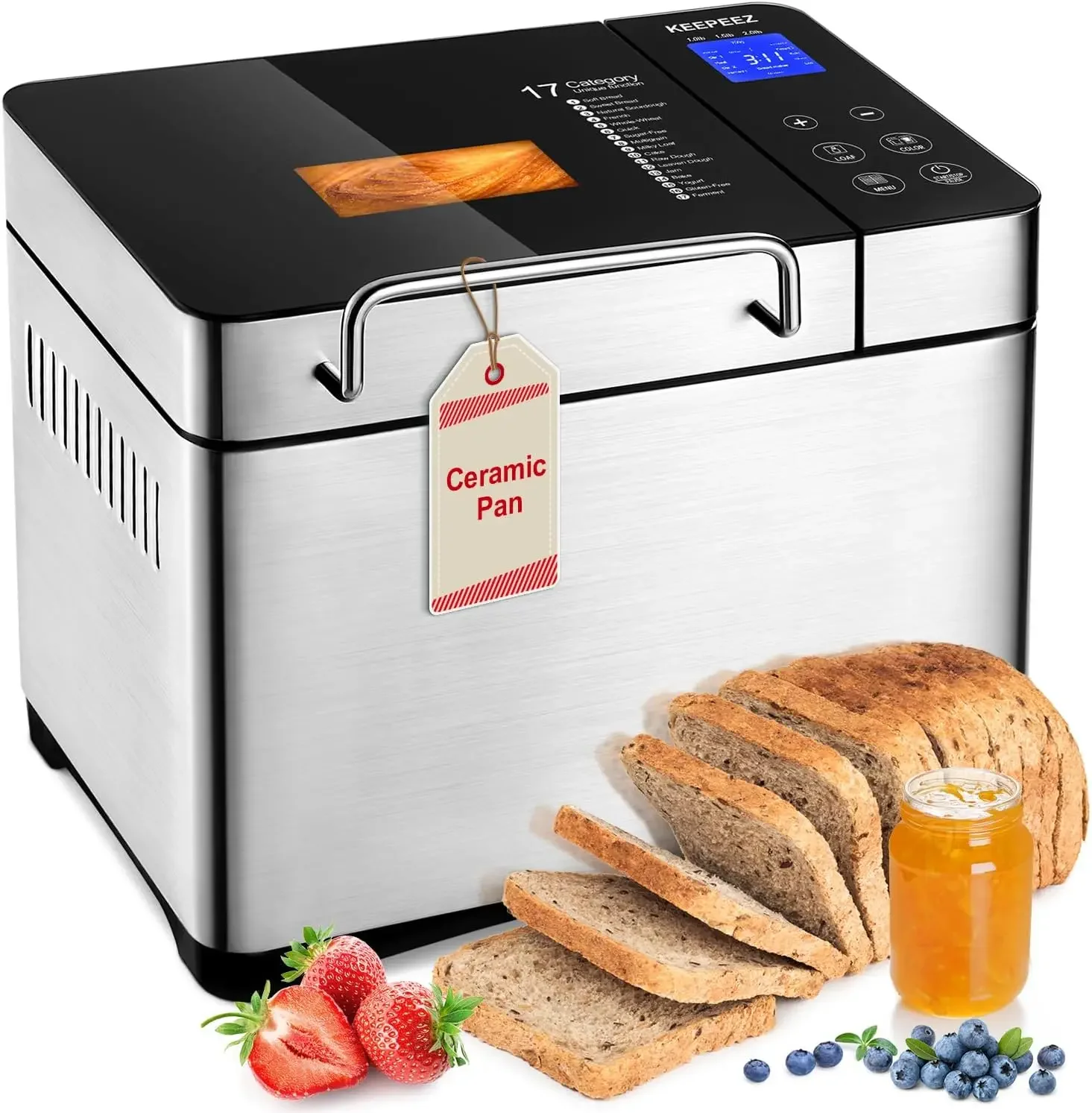 

Bread Maker Machine, 2LB Premium Stainless Steel Bread Maker, 17-in-1 with Gluten Free, Jam, Yogurt, Dough, Auto Nut Dispenser