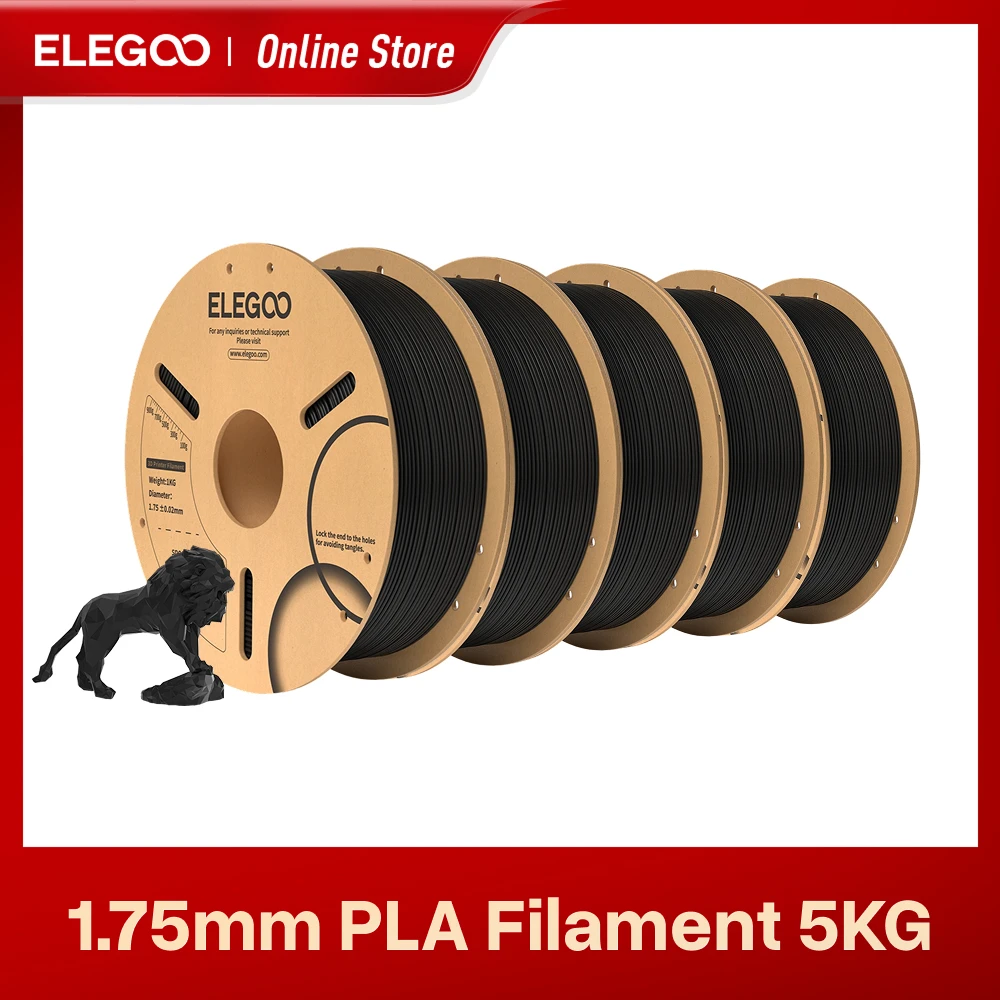 Filamento ELEGOO PLA 1,75 mm, precisão dimensional do filamento da impressora 3D +/- 0,02 mm, carretel de papelão (2,2 lbs) adequado para impressora 3D FDM