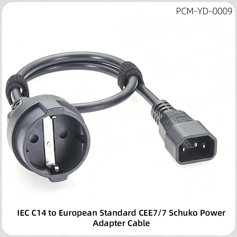 IEC C14 to European CEE 7/7 Schuko Female Socket Power Adapter Cable for Computers, Servers, and Industrial Equipment