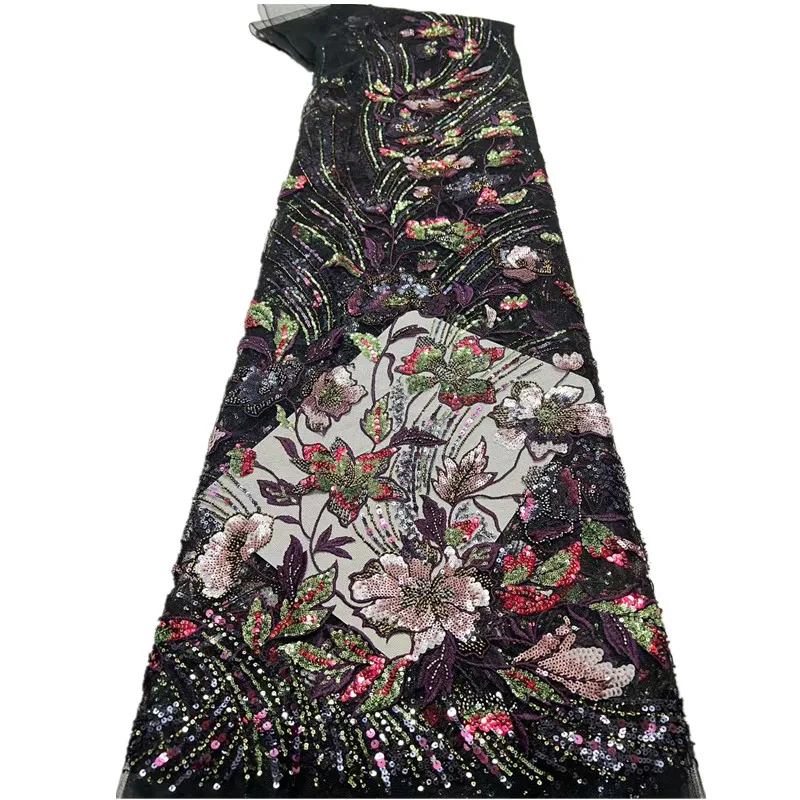 

Элитная нигерийская африканская ткань с бисером и вышивкой пайетками, высококачественное французское кружево для пошива платьев, коллекция 2026 года