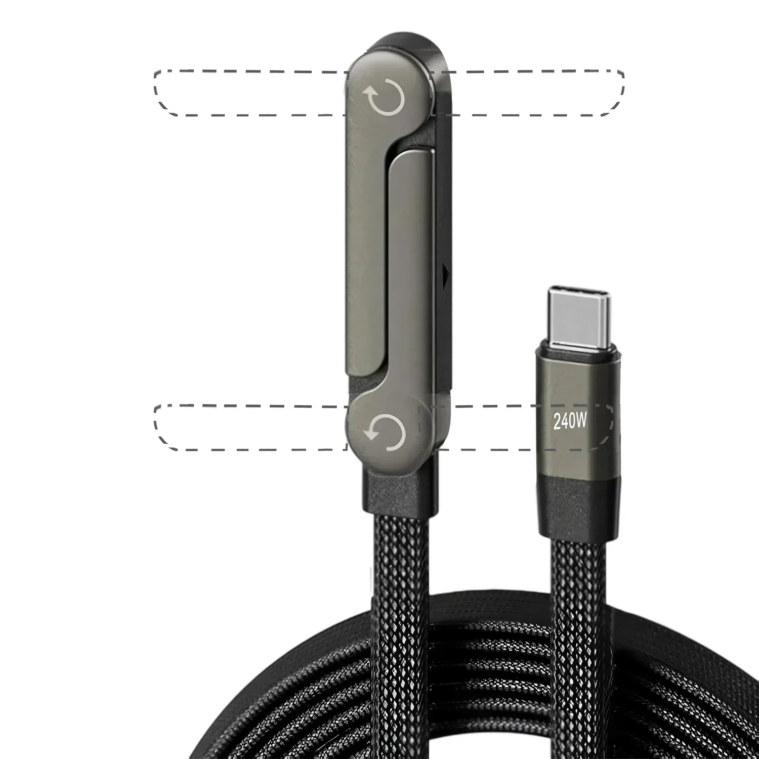 2-in-1 240w Built In Phone Stand Charging Cable USB C To USB C Quick Charge Data Wire For iPhone 17 Foldable Bracket Type C Cord