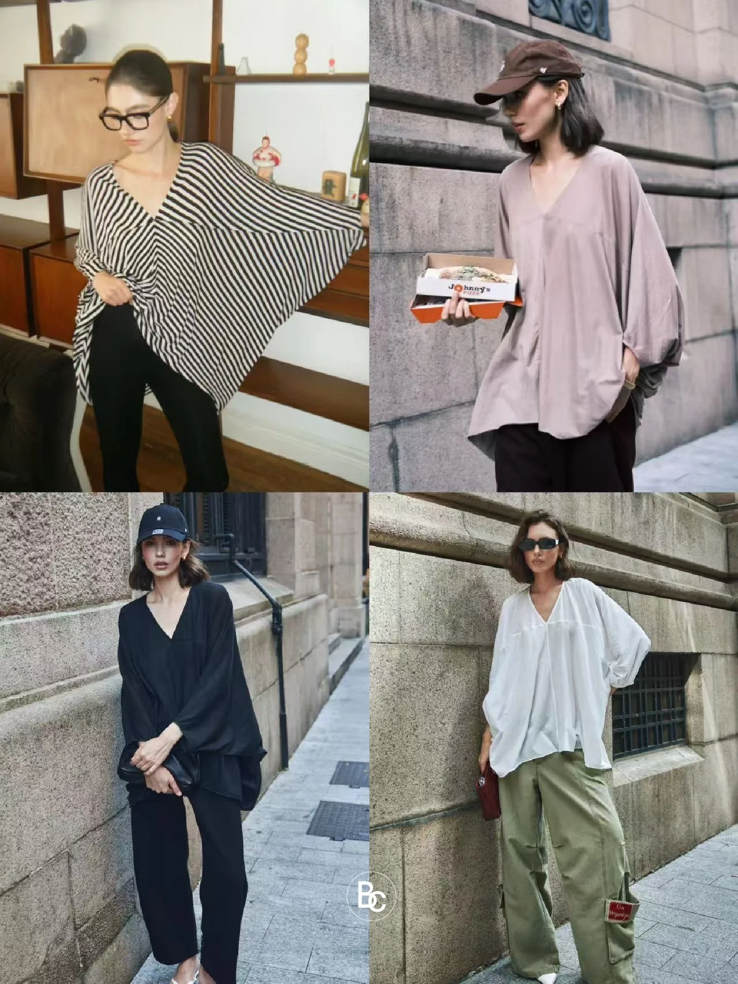 

Betchow Свободная хлопковая футболка с v-образным вырезом, тонкая хлопковая повседневная верхняя одежда, весенне-осенняя полосатая цветная блузка, базовый длинный топ све