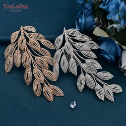 YouLaPan Leaf Shape Bride Headpieces with Comb Woman Hairpins Wedding Hair Accessories Bridal Head Jewelry for Party HP452
