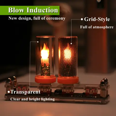 USB Blow Control Flashing Candle Light LED Flame Filament Frosted Clear Glass Night Light for Car Home Room Laptop PC Decoration