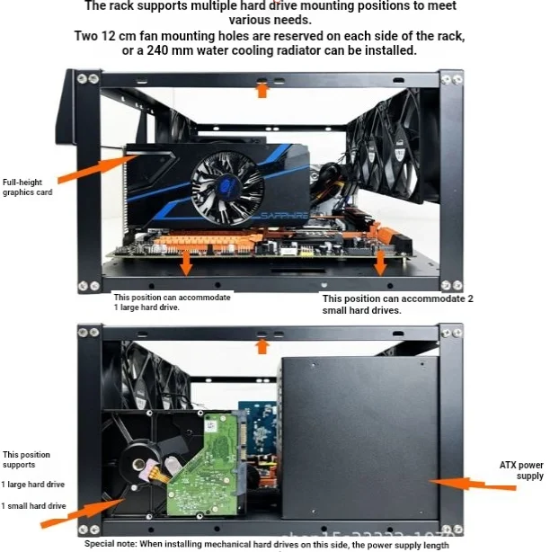 Stackable EATX/ATX/ITX M/B open-type chassis, X79X99 dual-path EATX motherboard bracket rack Frame