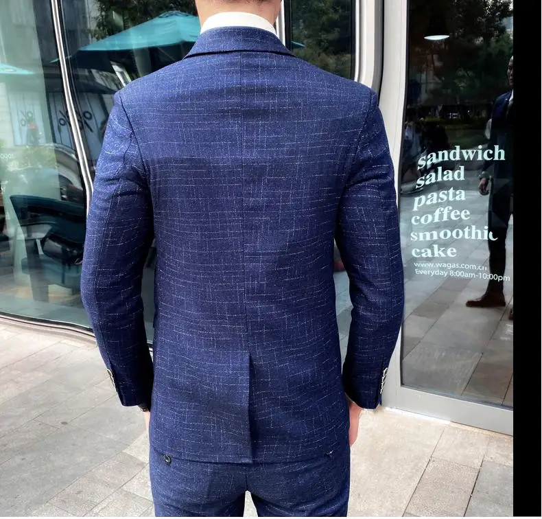 2023 Men's British Fashion Three-piece Set Slim Fit Suit Vest Trousers Ensemble Handsome Trendy All-in-one Banquet Blaze 42 Se1a1c2a884984e22b23a7487353f1ed91