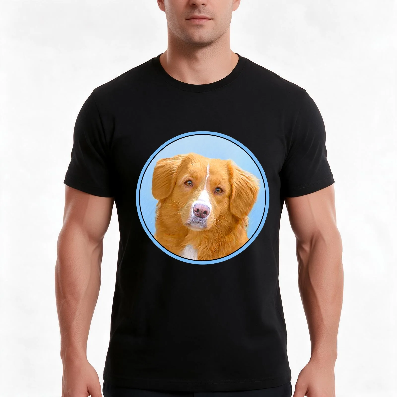 Nova Scotia Duck Tolling Retriever Dog Painting T-Shirt Summer Casual Cotton Tee Oversized Streetwear Tops Unisex Men Women