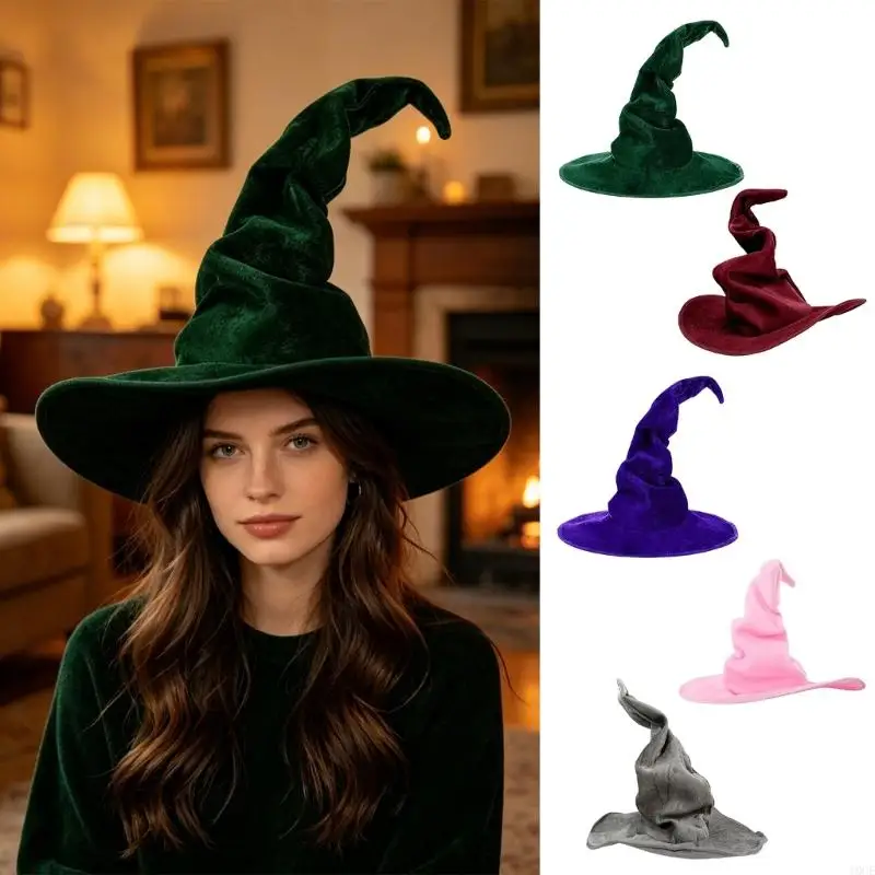 Halloween Witch Hat Black Wizard Hats for Women Men Masquerades Party Carnivals Costume Cosplay Props Decorations 