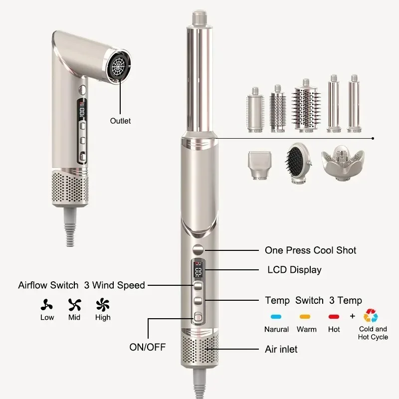 مجفف شعر Shark HD430 FlexStyle بالأيونات السالبة ومصفف الهواء وفرشاة Airwrap القوية وأداة تجعيد الشعر المتعددة مع أدوات تجعيد تلقائية #5