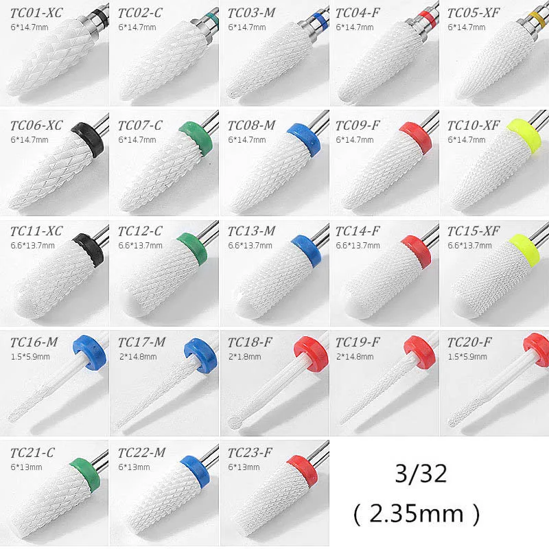 セラミックネイルドリルビットマニキュアマシン回転セラミックフライスカッターアクセサリーネイルアート研削ヘッドツール