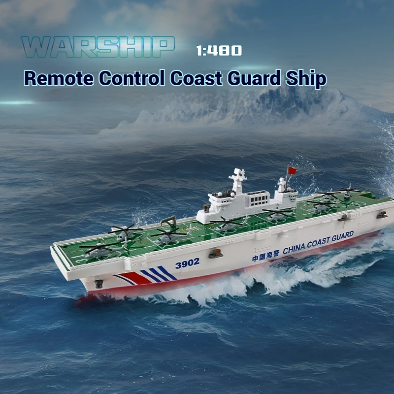 

New Remote-Controlled RC Coast Guard Attack Ship Simulation Military Model Children'S Submersible Toy Electric Boat Gifts