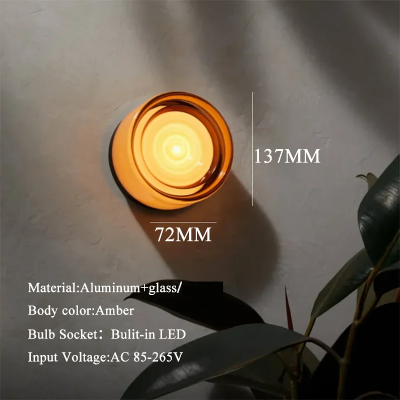 Modern Glass Round Wall Sconce Light Fixtures for Bedroom Bedside Hotel Background Decoration Led Nordic Colorful Lamp Luminaire