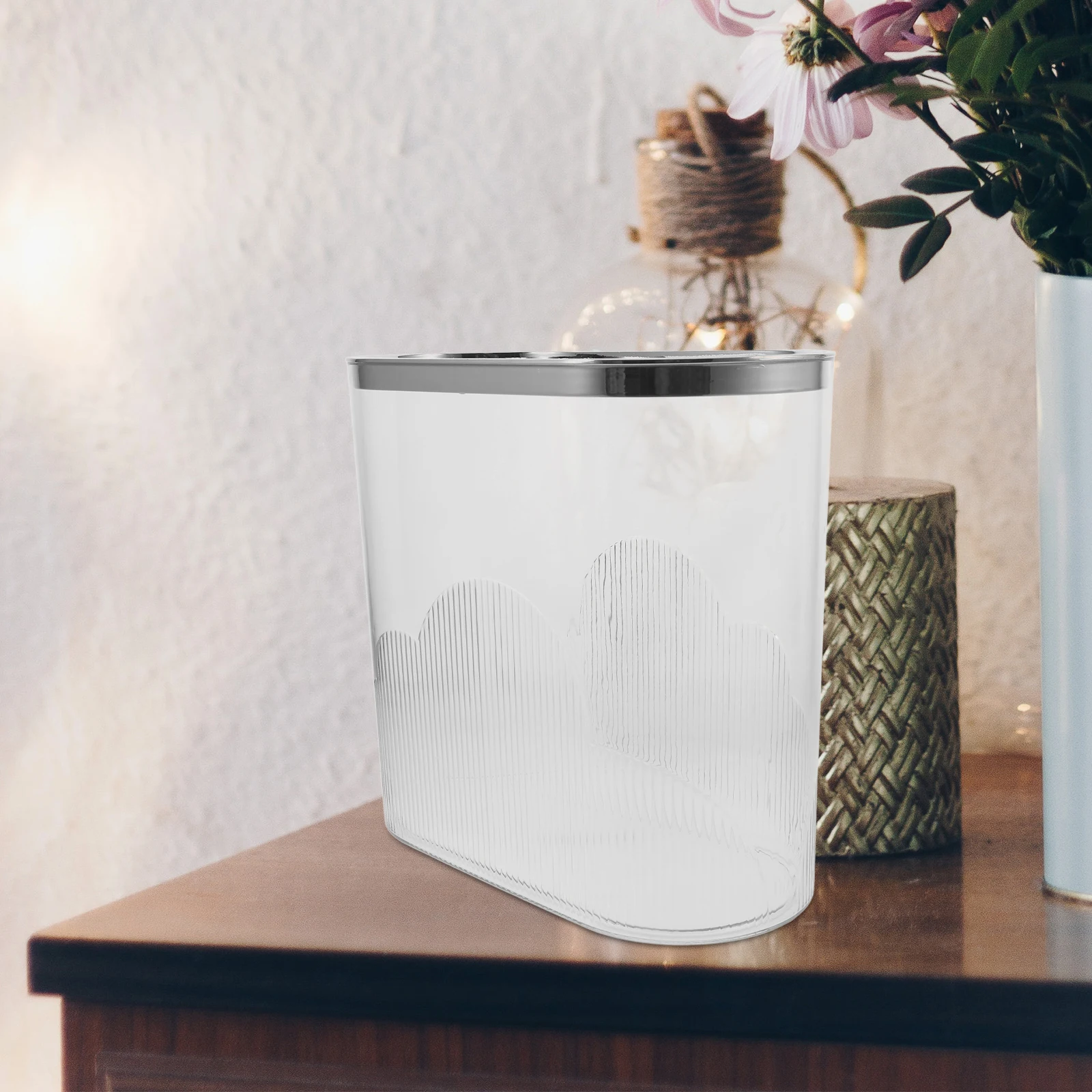 

Transparent Trash Can Modern Kitchen Household Garbage Bucket Bedroom Bathroom Waste Bin Plastic Rubbish Container Office Small