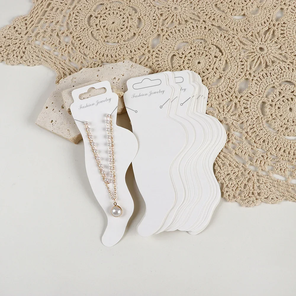 White Foot-shaped Paper Card For Anklet DIY Jewelry Making Stainless Steel Fashion Jewelry Packaging Display Holder Wholesale