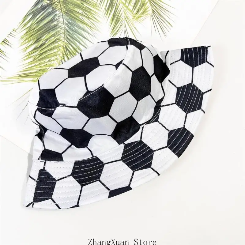 Packbarer Eimerhut mit Fußballmotiv, umwandelbarer Polyester-Fischerhut für Erwachsene, Teenager, Laufen und Fußballsport, 3 x – Detail 2