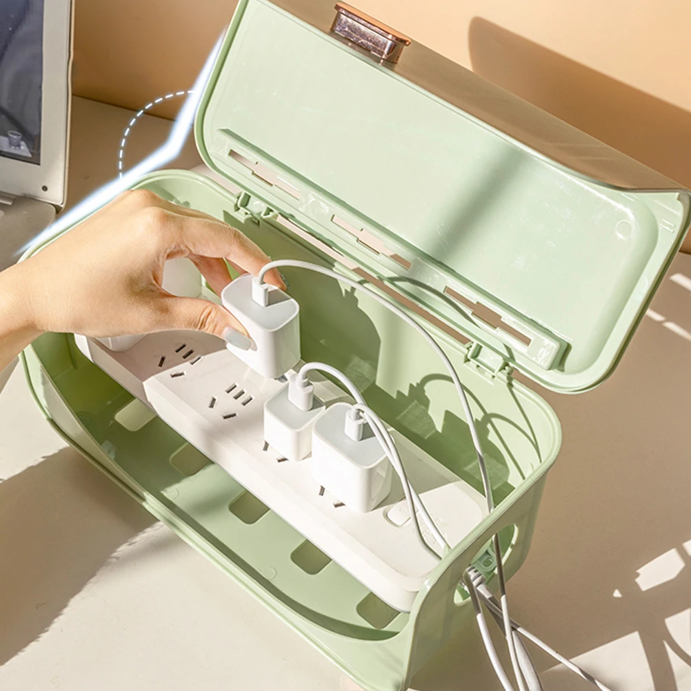 

Multi Functional Cable Management Box Large Capacity Cord Storage Organizer Power Strip Holder Desk Cord Hider Cable Box Pp