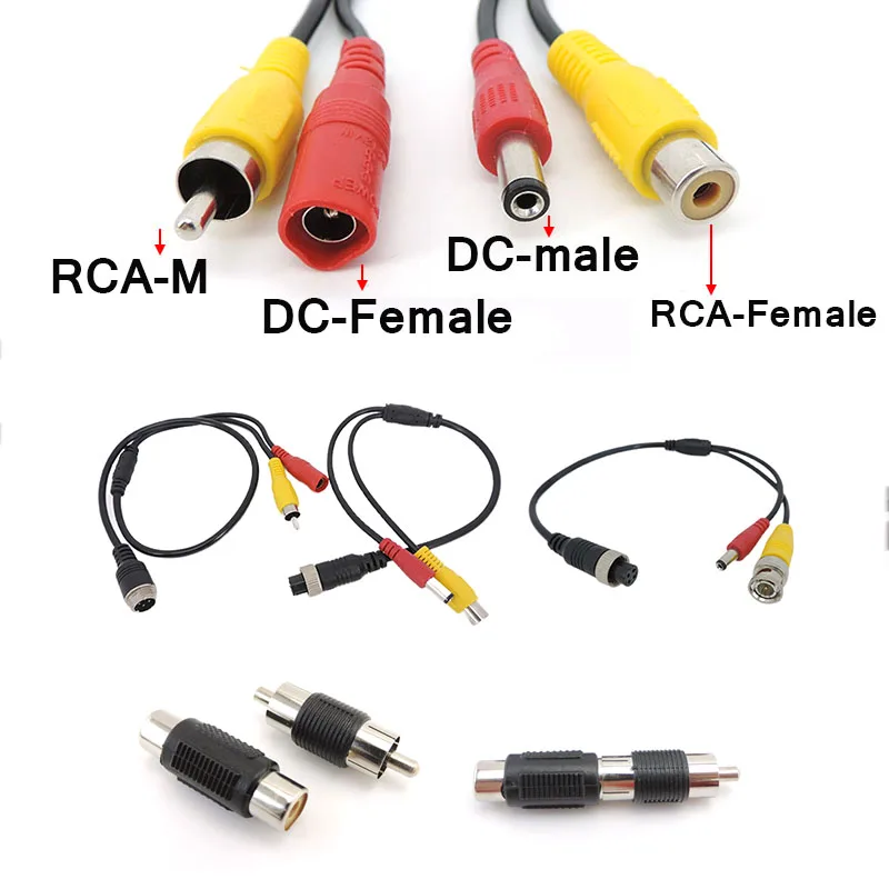 4Pin Aviation Head Male/Female to RCA AV/Female DC Multiple Cable Plug Adapter Converter For Car Rear Camera Monitor W28