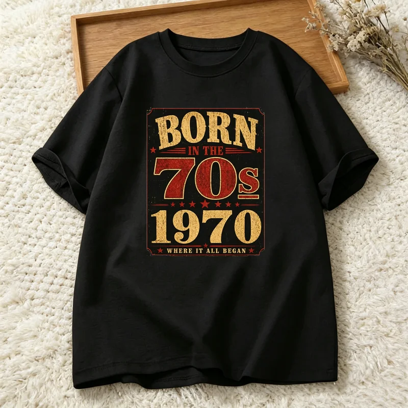 1970 Retro Birthday T Shirt Men Born in The 70s Poster Print  Tee Cortton Casual Short Sleeve Gift Unisex Y2k Top