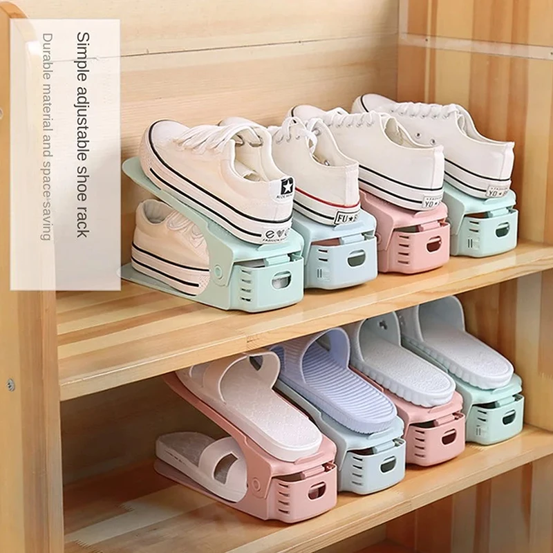 1/5PCS Multiple Colors Adjustable Shoe Rack Organizer Shoe Slot Space Saver Shoes Storage Double-layer Shoe Rack Organization