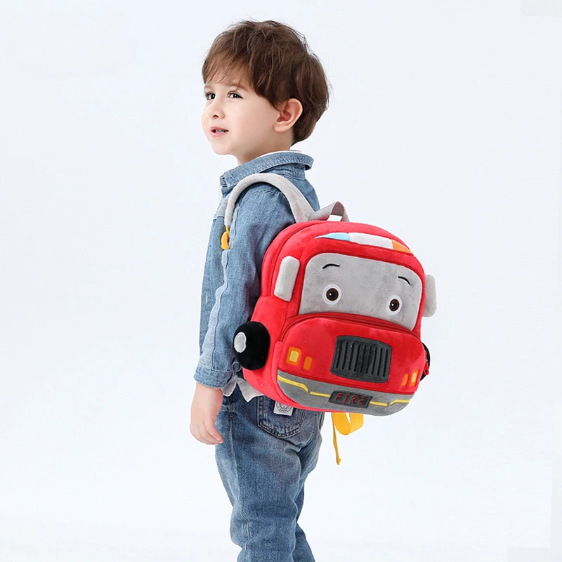 Cartoon Car Plush Backpack para crianças, Kindergarten School Bags para menina e menino, mãe e criança