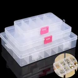 Caja de almacenamiento de joyas con cubierta transparente, organizador de píldoras, contenedor de almacenamiento de cuentas, manualidades DIY, estuche para pendientes, 10/15/24 rejillas