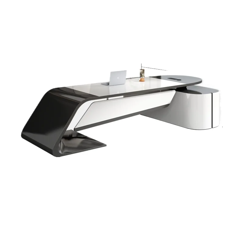 مكتب تنفيذي خشبي، تصميم تخزين، مكاتب مكتبية حديثة فاخرة، أدراج بيضاء، أثاث Escritorio Oficina