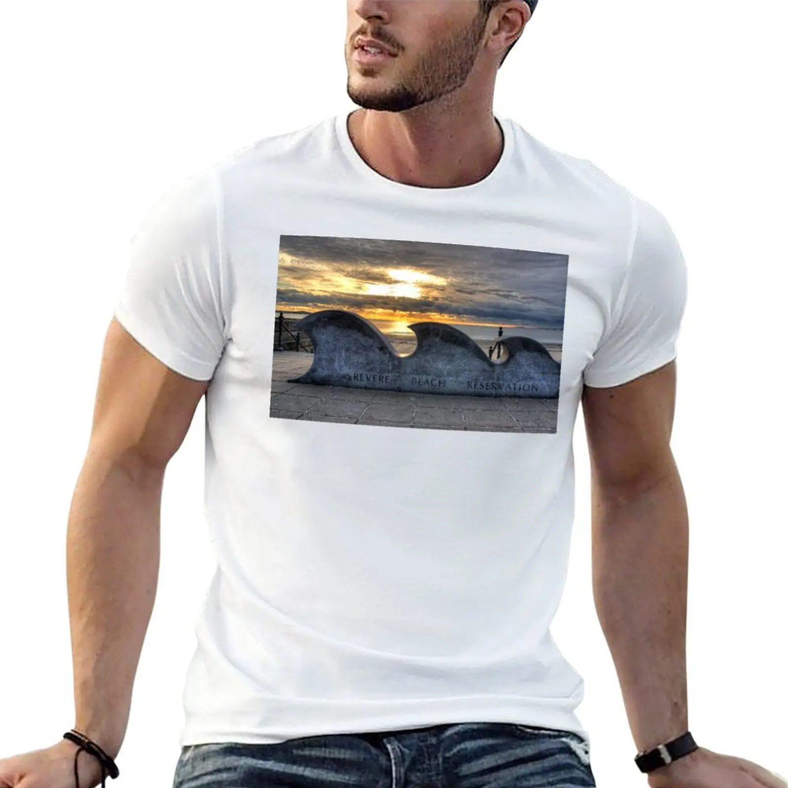 Revere Beach Reservation Wave Sculpture Revere MA T-Shirt man t shirt summer t shirt man cotton T-Shirt