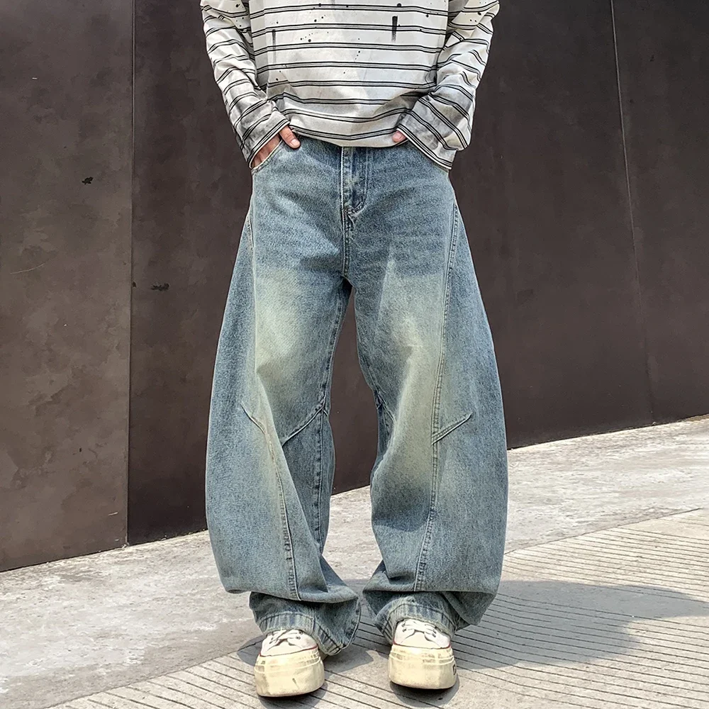 Moda urbana Hip-hop Retro lavado Jeans para hombres Y2k americano pantalones de pierna ancha sueltos nuevos pantalones vaqueros casuales pantalones vaqueros manguera Herren